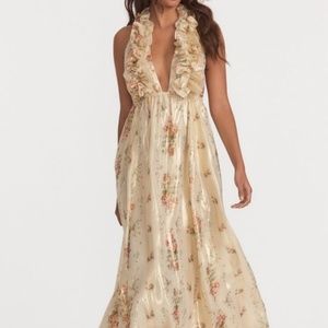 LoveShackFancy Gold Maxi Dress, Size Small